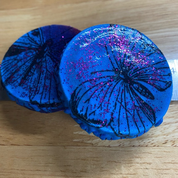 Plugs, Mariposa 🦋 Butterfly Wood Wrapped in Fabric - Picture 3 of 6